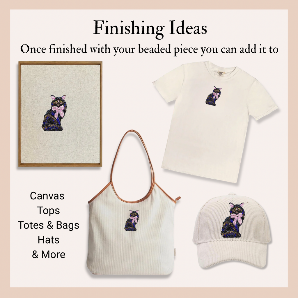 Black Cat With Bow Beaded Art Kit