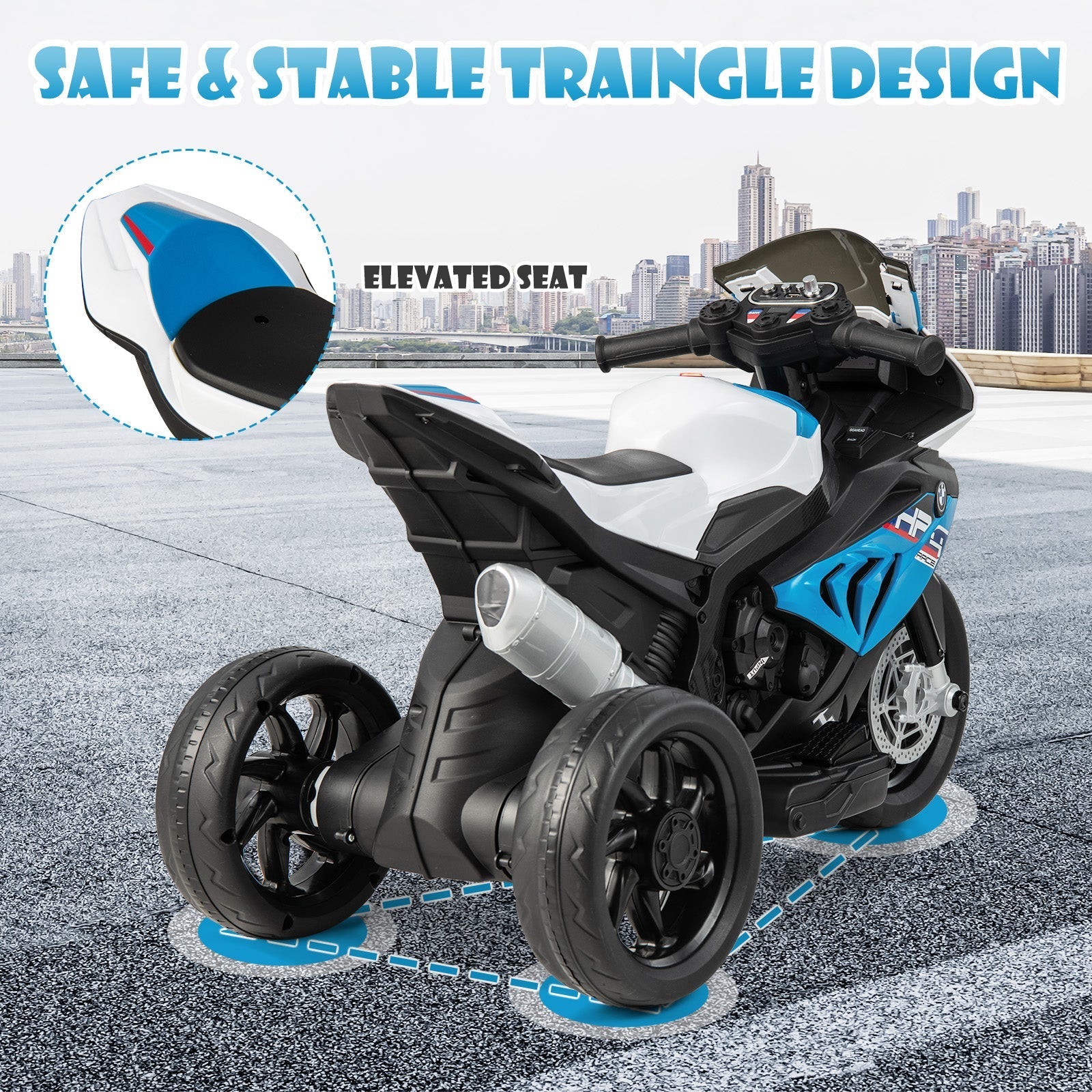 12V Licensed BMW Kids Motorcycle Ride-On Toy for 37-96 Months Old Kids