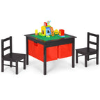 2-in-1 Kids Activity Table and 2 Chairs Set with Storage Building Block Table
