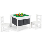 2-in-1 Kids Activity Table and 2 Chairs Set with Storage Building Block Table
