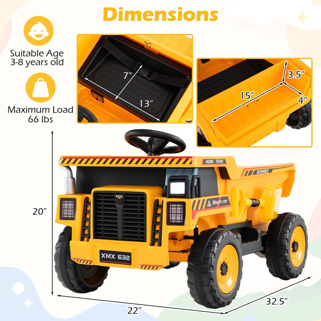 24V Electric Dump Truck Ride-On Toy with Remote Control