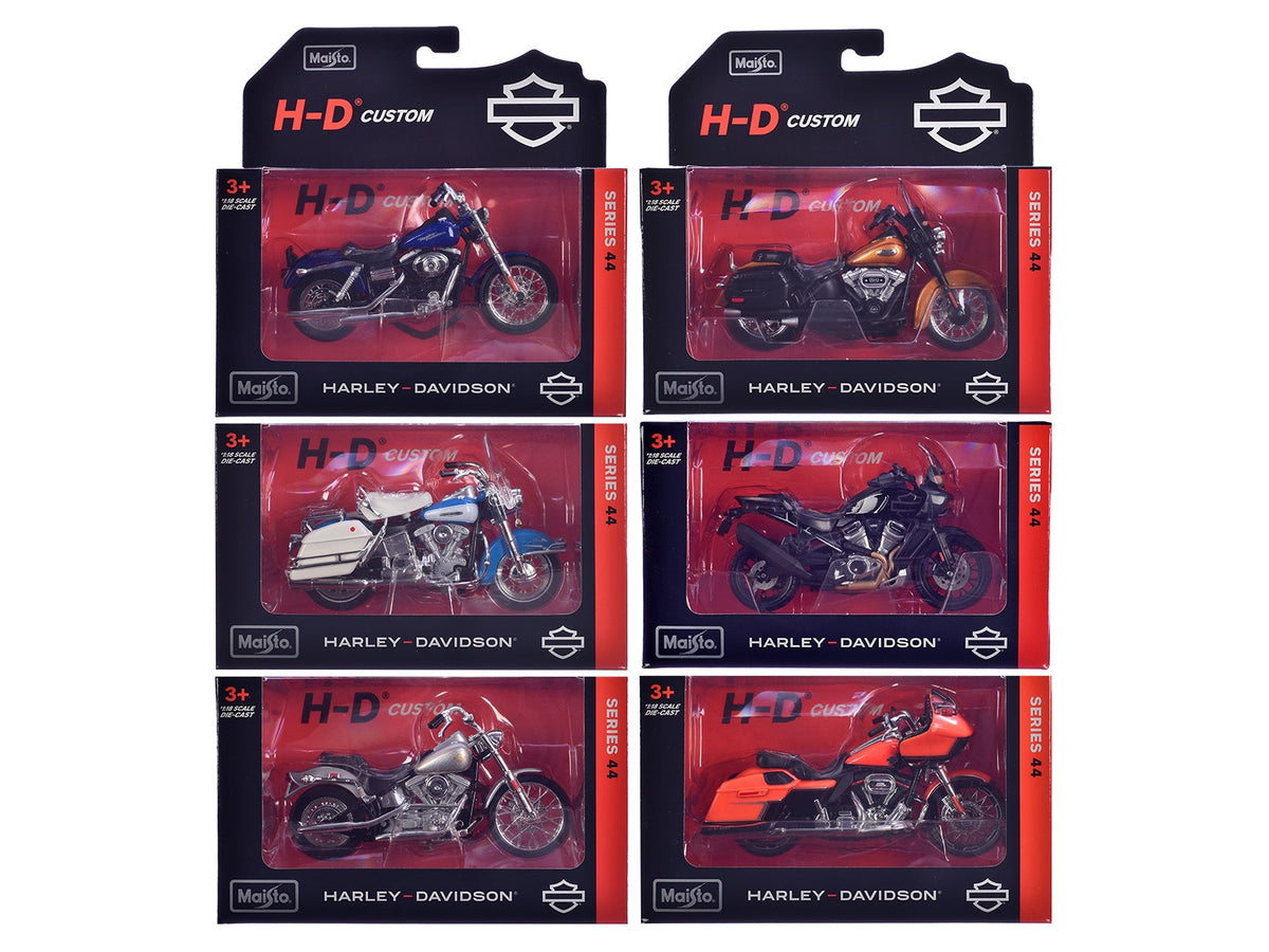 Harley-Davidson Motorcycles 6 piece Set Series 44 1/18 Diecast Models by Maisto