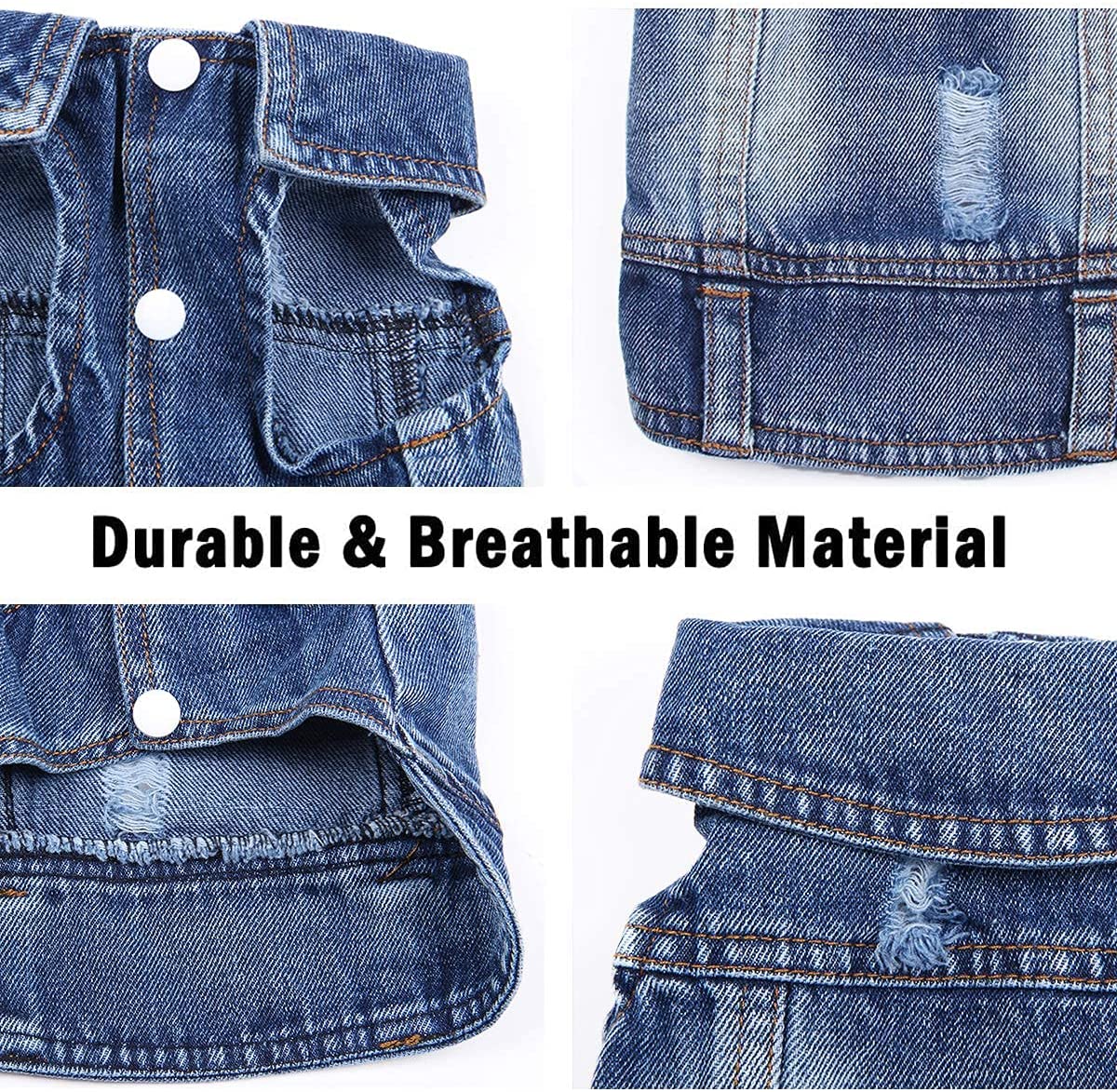 Pet Dog Cat Blue Denim Jeans Jacket Coat Vest