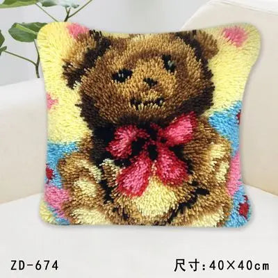Cute Animal Series Latch Hook Pillow Kits DIY Segment Embroidery Materials Package Coarse Wool Pillow Cross Stitch knooppakket