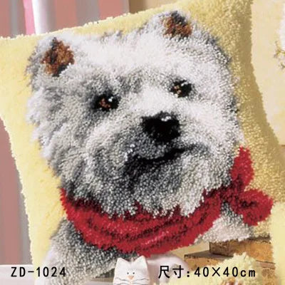 Cute Animal Series Latch Hook Pillow Kits DIY Segment Embroidery Materials Package Coarse Wool Pillow Cross Stitch knooppakket