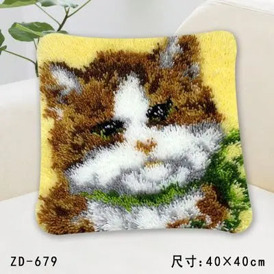Cute Animal Series Latch Hook Pillow Kits DIY Segment Embroidery Materials Package Coarse Wool Pillow Cross Stitch knooppakket