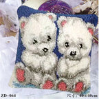 Cute Animal Series Latch Hook Pillow Kits DIY Segment Embroidery Materials Package Coarse Wool Pillow Cross Stitch knooppakket