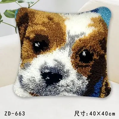 Cute Animal Series Latch Hook Pillow Kits DIY Segment Embroidery Materials Package Coarse Wool Pillow Cross Stitch knooppakket