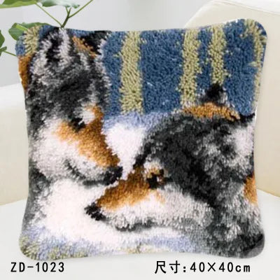 Cute Animal Series Latch Hook Pillow Kits DIY Segment Embroidery Materials Package Coarse Wool Pillow Cross Stitch knooppakket