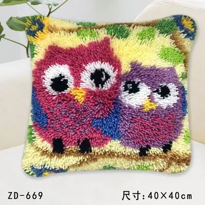 Cute Animal Series Latch Hook Pillow Kits DIY Segment Embroidery Materials Package Coarse Wool Pillow Cross Stitch knooppakket
