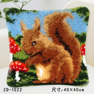 Cute Animal Series Latch Hook Pillow Kits DIY Segment Embroidery Materials Package Coarse Wool Pillow Cross Stitch knooppakket