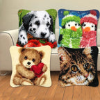 Cute Animal Series Latch Hook Pillow Kits DIY Segment Embroidery Materials Package Coarse Wool Pillow Cross Stitch knooppakket