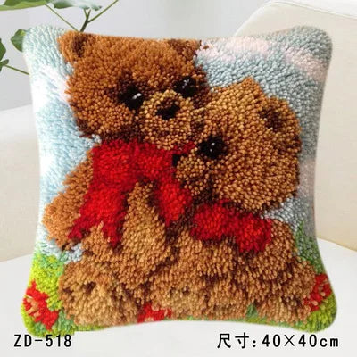 Cute Animal Series Latch Hook Pillow Kits DIY Segment Embroidery Materials Package Coarse Wool Pillow Cross Stitch knooppakket