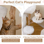 Modern Cat Tree for Indoor Cats 30.5 Cat Tower with Real Solid Wood Branches-White