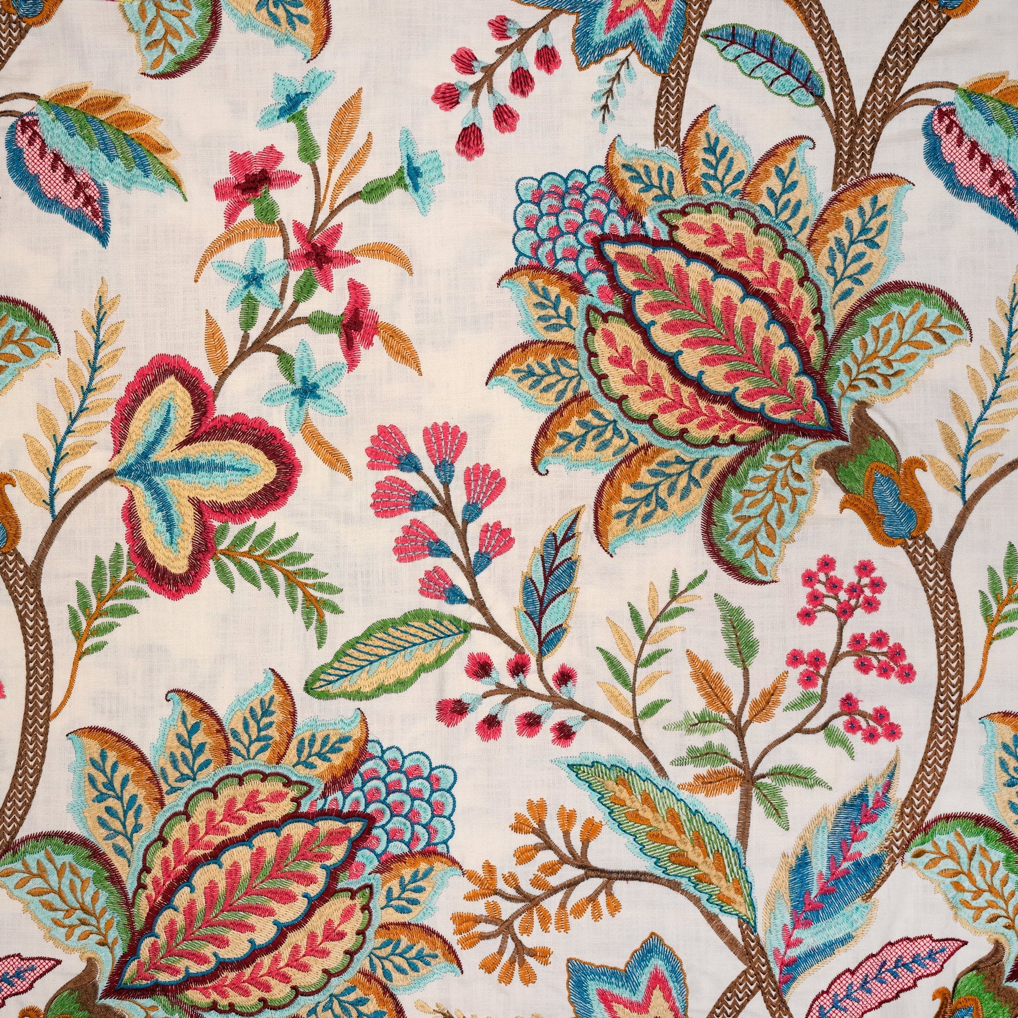 PENELOPE - CREWEL EMBROIDERY FABRIC, PERFECT FOR CURTAINS and DRAPERIES
