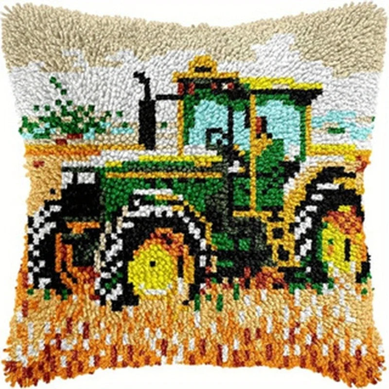 Latch Hook Rug Kit Pastel Embroidery Home decorations Pillow Case Set with Ergonomic Hook Tools