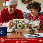 Christmas Holiday Snow Village House Building Set (1484 pcs) w/Clark's Car & Lights