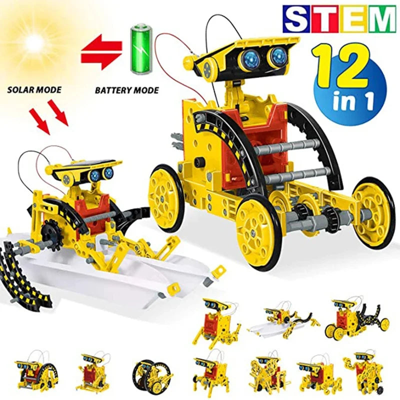 12-in-1 Solar Robot Science Kit - DIY Educational Building Toy, STEM Learning Tool for Kids