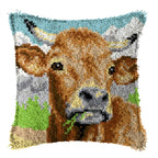 Cow Horse Elephant Animal Carpet Embroidery Set Cartoon Cat Smyrna Latch Hook Kit DIY Knot Pillow Package Pillow Buttons Package
