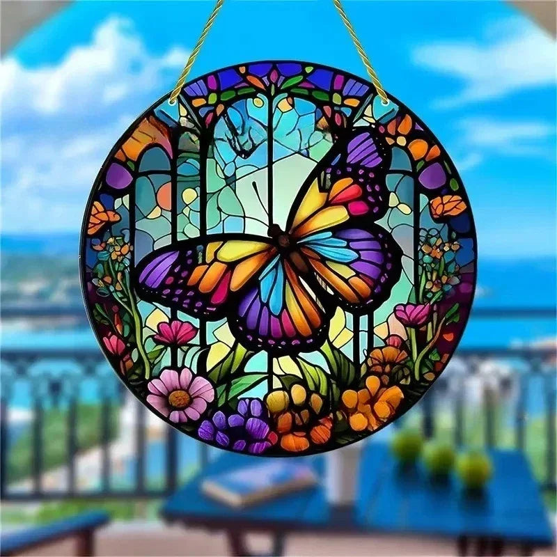 Enchanting Hummingbird Suncatcher – Vibrant Stained Glass Window Hanging Decor