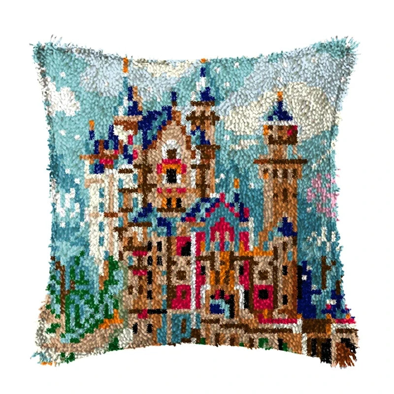 Latch Hook Rug Kit Pastel Embroidery Home decorations Pillow Case Set with Ergonomic Hook Tools