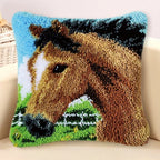 Cow Horse Elephant Animal Carpet Embroidery Set Cartoon Cat Smyrna Latch Hook Kit DIY Knot Pillow Package Pillow Buttons Package