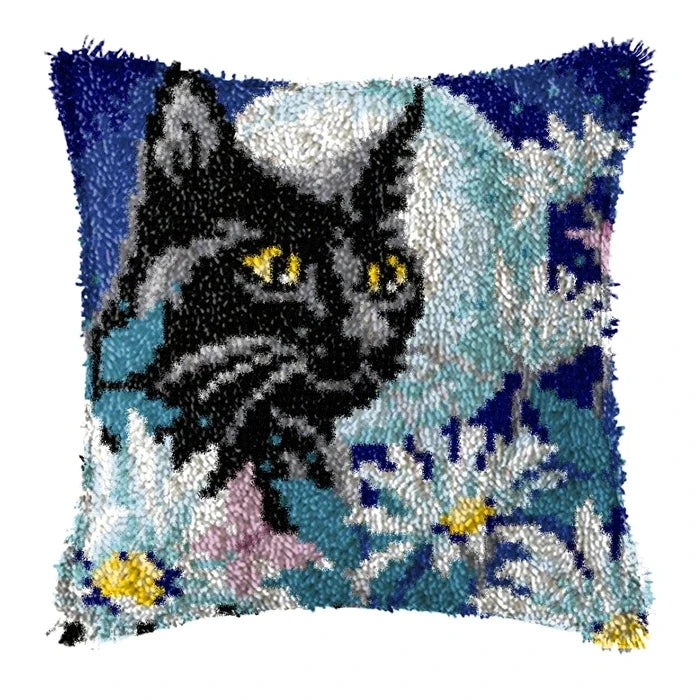 Cow Horse Elephant Animal Carpet Embroidery Set Cartoon Cat Smyrna Latch Hook Kit DIY Knot Pillow Package Pillow Buttons Package