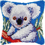 Knot Pillow Package Cartoon Animals Latch Hook Kit Cushion Pillowcase Kussen Set For Needlework Dog Raccoon Latch Hook Kits DIY