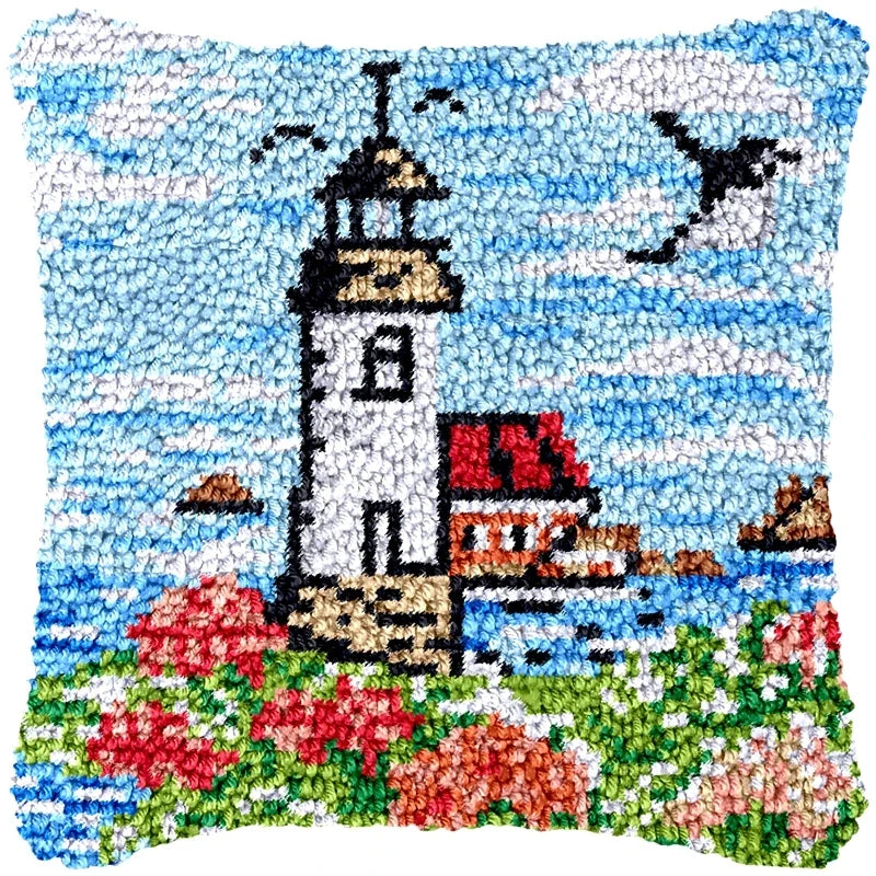 Latch Hook Rug Kit Pastel Embroidery Home decorations Pillow Case Set with Ergonomic Hook Tools