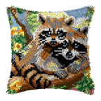 Knot Pillow Package Cartoon Animals Latch Hook Kit Cushion Pillowcase Kussen Set For Needlework Dog Raccoon Latch Hook Kits DIY