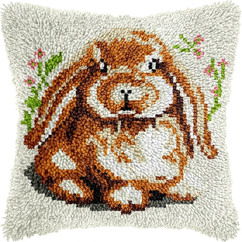 Knot Pillow Package Cartoon Animals Latch Hook Kit Cushion Pillowcase Kussen Set For Needlework Dog Raccoon Latch Hook Kits DIY