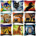 Cow Horse Elephant Animal Carpet Embroidery Set Cartoon Cat Smyrna Latch Hook Kit DIY Knot Pillow Package Pillow Buttons Package