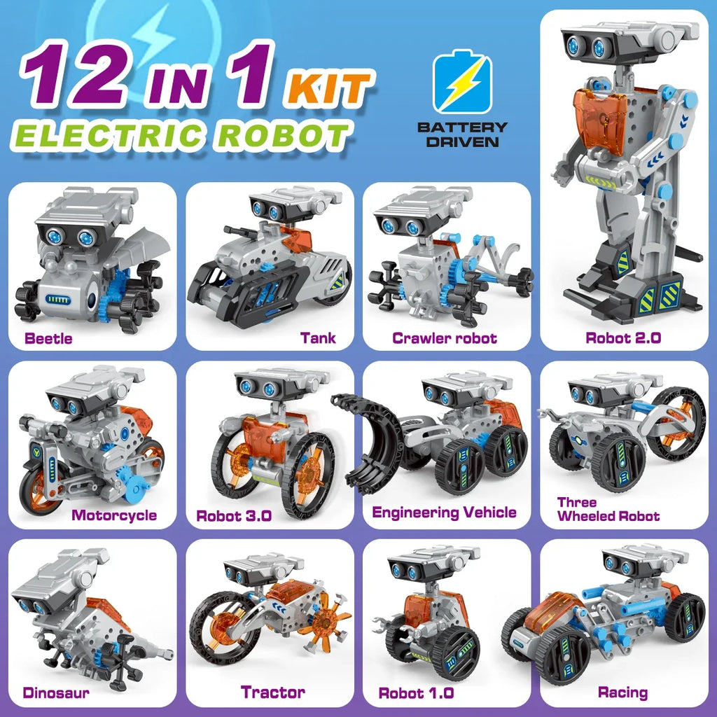 12-in-1 Solar Robot Science Kit - DIY Educational Building Toy, STEM Learning Tool for Kids
