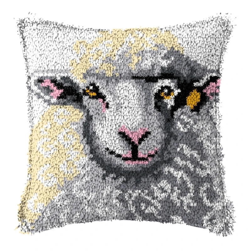 Knot Pillow Package Cartoon Animals Latch Hook Kit Cushion Pillowcase Kussen Set For Needlework Dog Raccoon Latch Hook Kits DIY