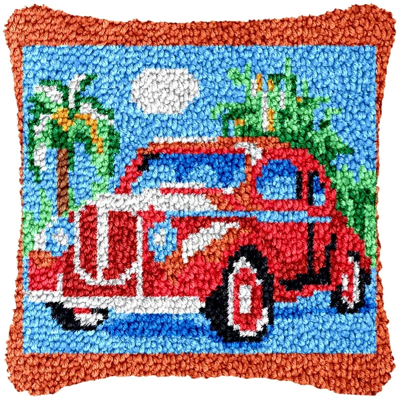 Latch Hook Rug Kit Pastel Embroidery Home decorations Pillow Case Set with Ergonomic Hook Tools