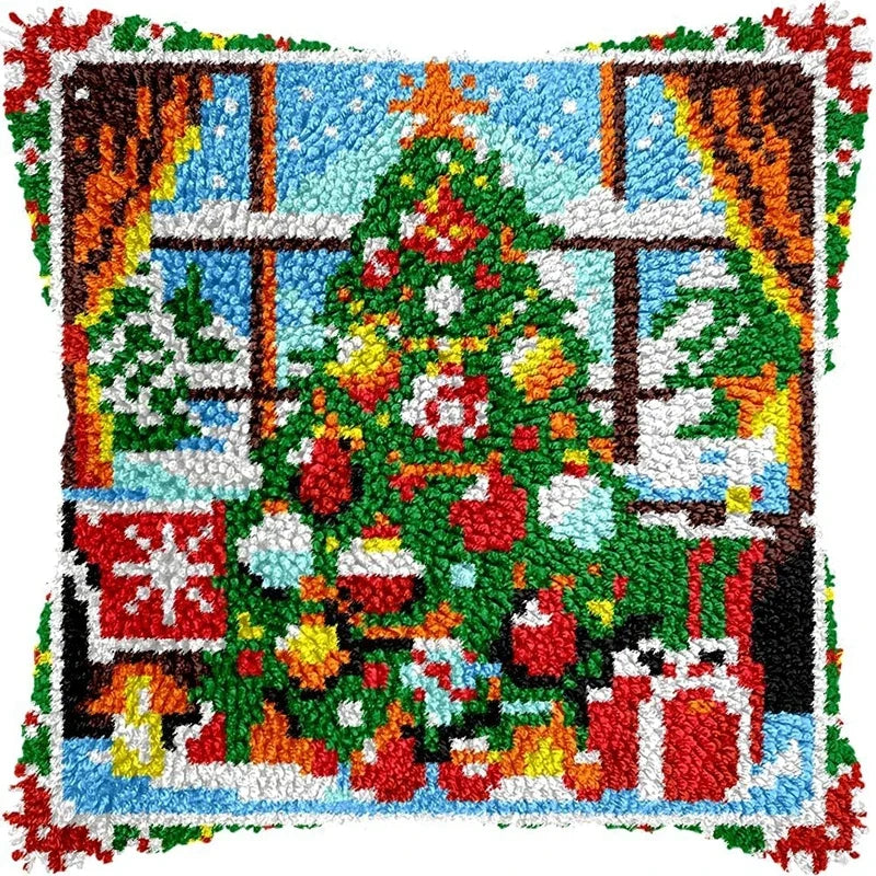 Latch Hook Rug Kit Pastel Embroidery Home decorations Pillow Case Set with Ergonomic Hook Tools