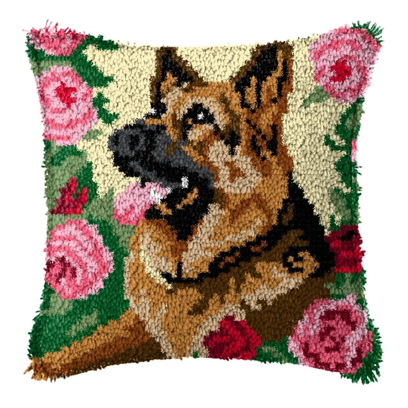 Knot Pillow Package Cartoon Animals Latch Hook Kit Cushion Pillowcase Kussen Set For Needlework Dog Raccoon Latch Hook Kits DIY