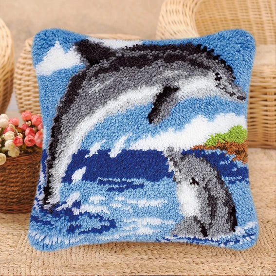 Cow Horse Elephant Animal Carpet Embroidery Set Cartoon Cat Smyrna Latch Hook Kit DIY Knot Pillow Package Pillow Buttons Package