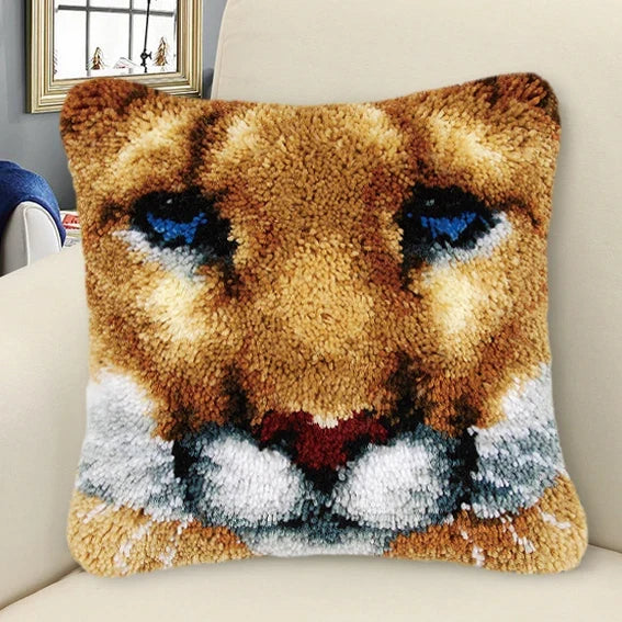 Cow Horse Elephant Animal Carpet Embroidery Set Cartoon Cat Smyrna Latch Hook Kit DIY Knot Pillow Package Pillow Buttons Package
