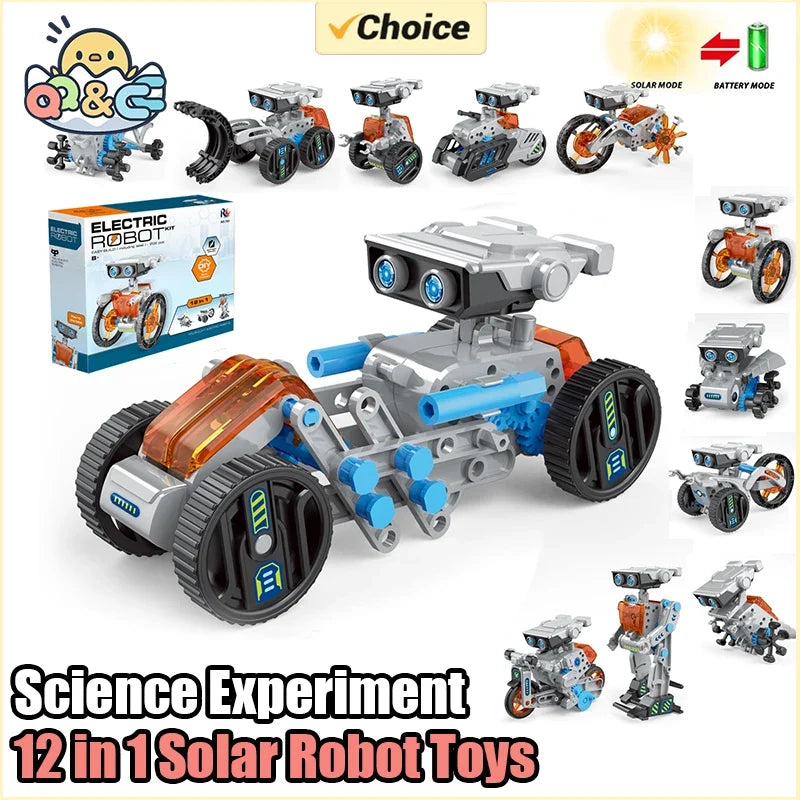 12-in-1 Solar Robot Science Kit - DIY Educational Building Toy, STEM Learning Tool for Kids