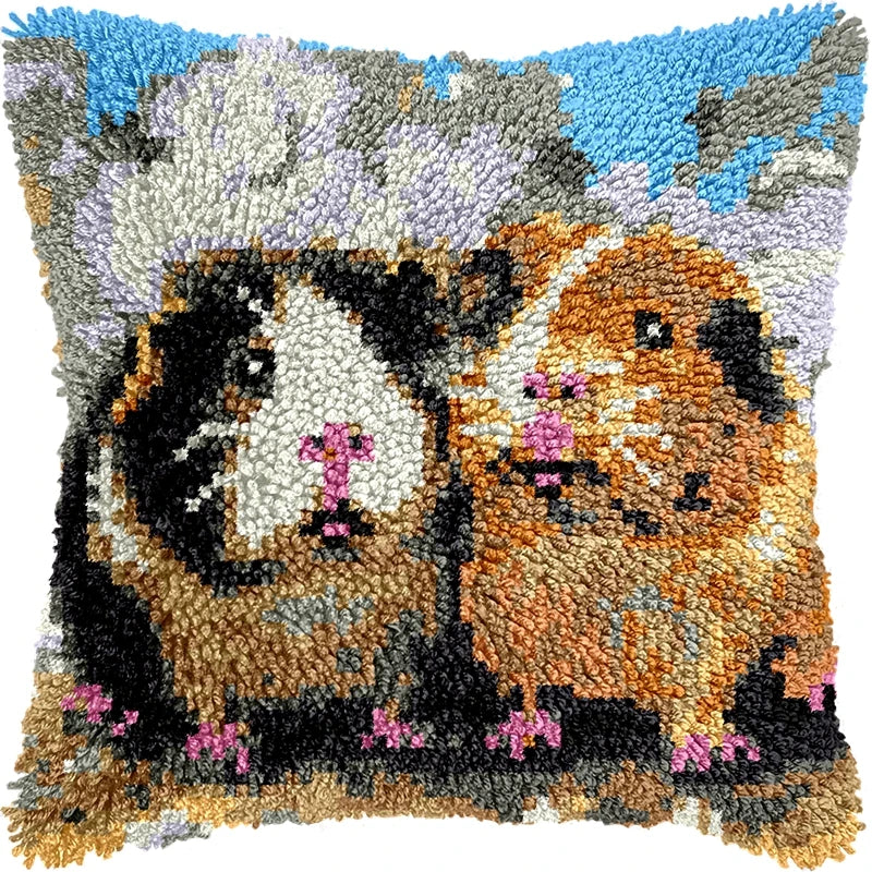 Knot Pillow Package Cartoon Animals Latch Hook Kit Cushion Pillowcase Kussen Set For Needlework Dog Raccoon Latch Hook Kits DIY
