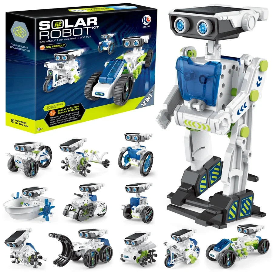 12-in-1 Solar Robot Science Kit - DIY Educational Building Toy, STEM Learning Tool for Kids
