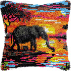 Cow Horse Elephant Animal Carpet Embroidery Set Cartoon Cat Smyrna Latch Hook Kit DIY Knot Pillow Package Pillow Buttons Package