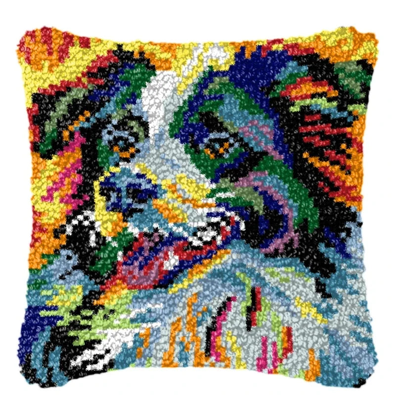 Knot Pillow Package Cartoon Animals Latch Hook Kit Cushion Pillowcase Kussen Set For Needlework Dog Raccoon Latch Hook Kits DIY