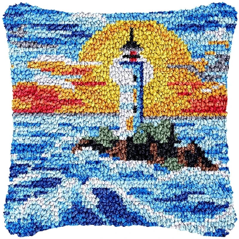 Latch Hook Rug Kit Pastel Embroidery Home decorations Pillow Case Set with Ergonomic Hook Tools
