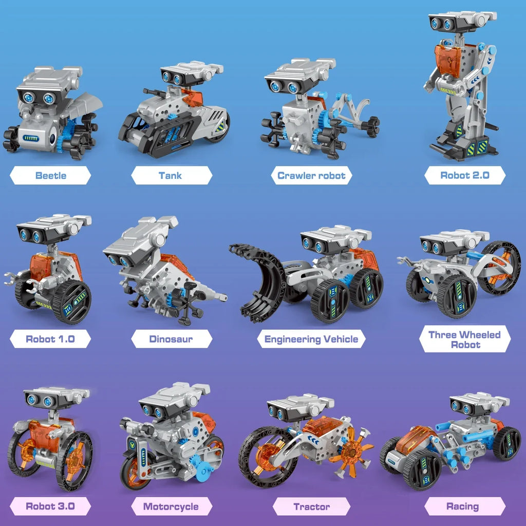 12-in-1 Solar Robot Science Kit - DIY Educational Building Toy, STEM Learning Tool for Kids