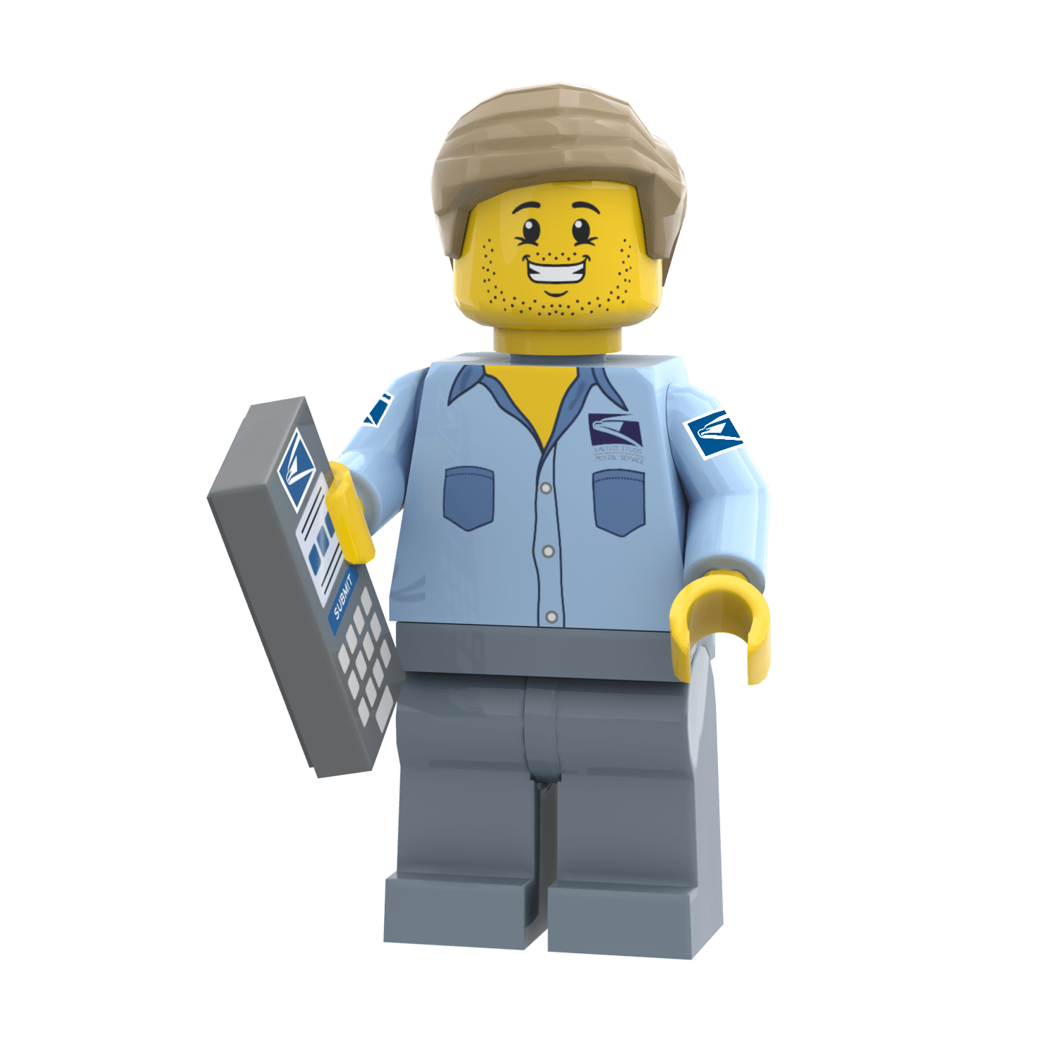 United Studs Postal Worker (Male) -  Custom Printed Minifig - Made Using LEGO® Parts