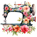 Watercolor Sewing Machines Fabric Panel 2
