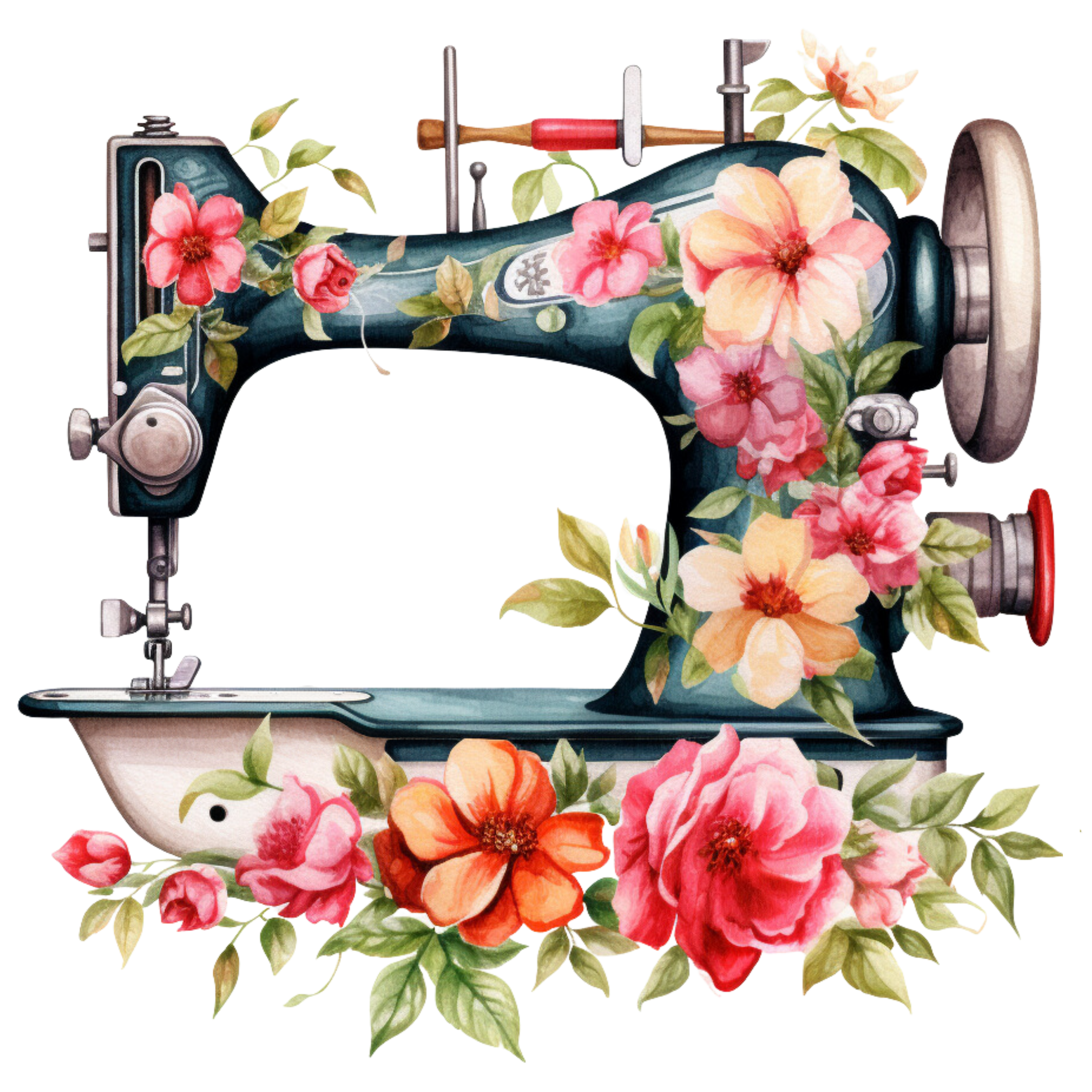 Watercolor Sewing Machines Fabric Panel 2