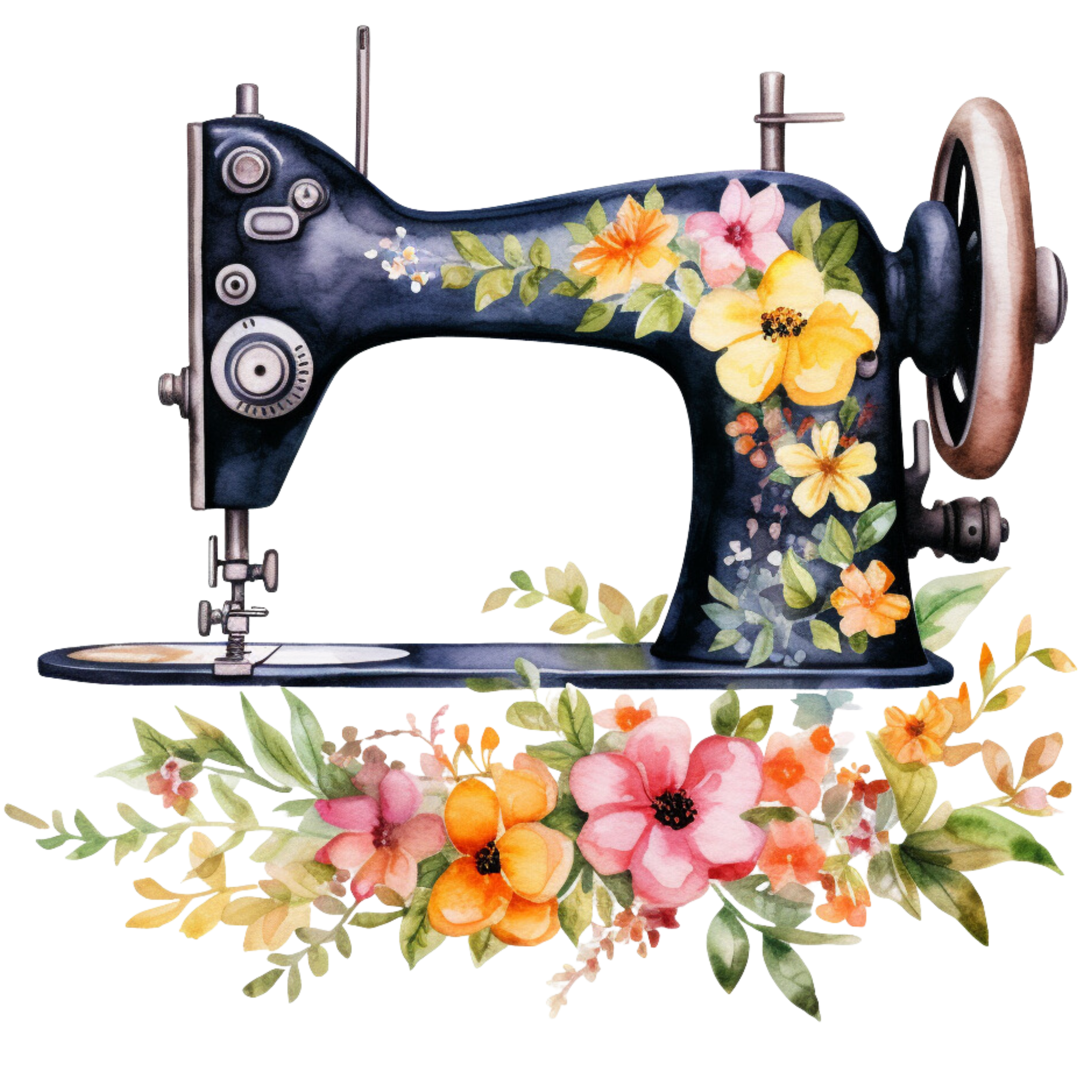 Watercolor Sewing Machines Fabric Panel 4